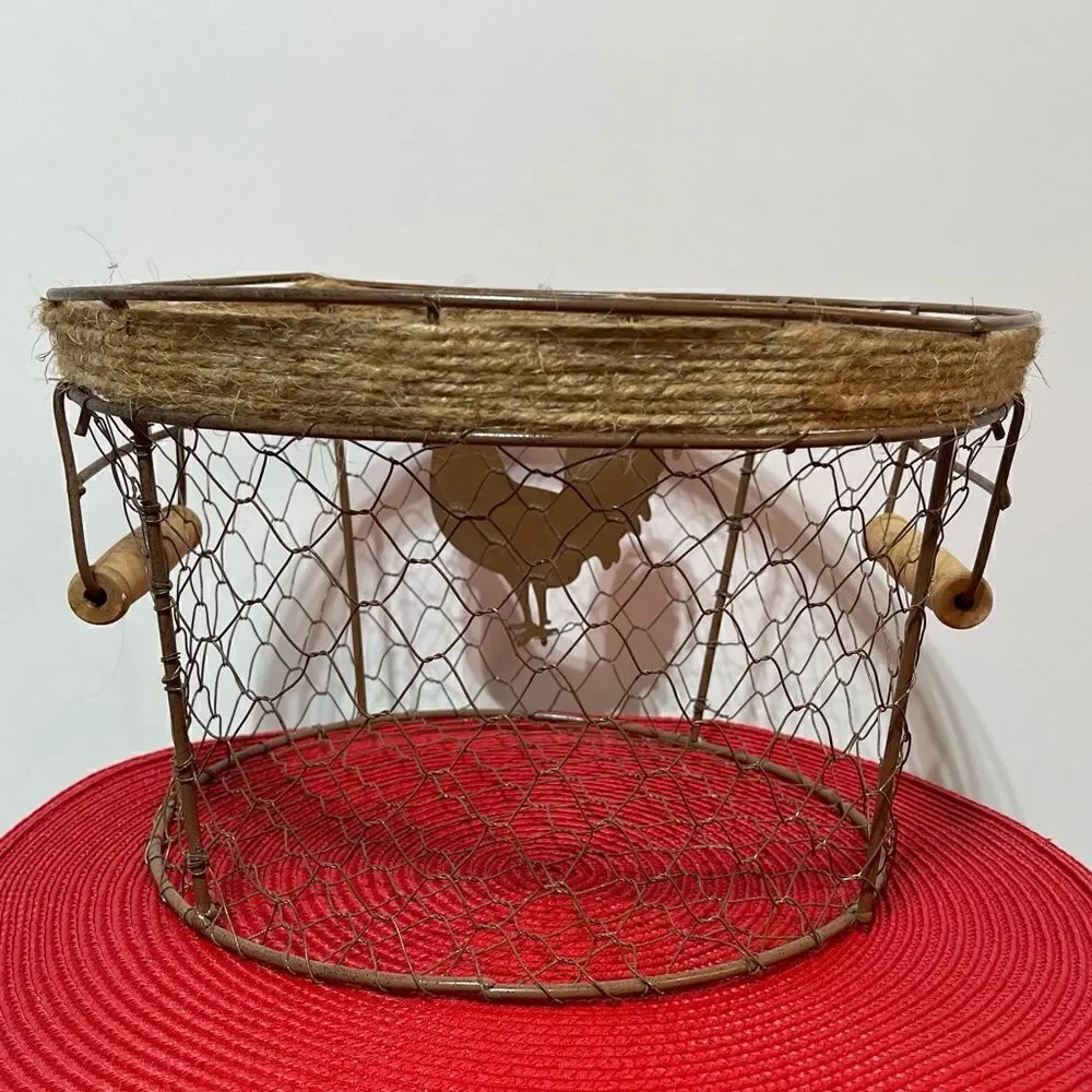 Rooster Wire Decorative Basket